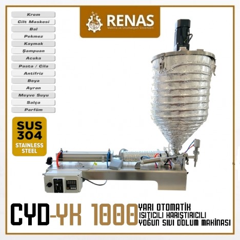 CYD-YK 1000 - Tek Nozullu Isıtıcılı Karıştırıcılı  Yoğun Sıvı Dolum Makinası  100-1000ml