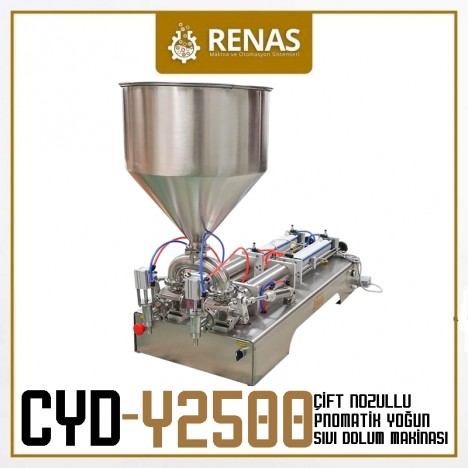CYD-Y2-2500 - Yarı Otomatik 2 Nozullu Sıvı Dolum Makinası - 300-2500ml