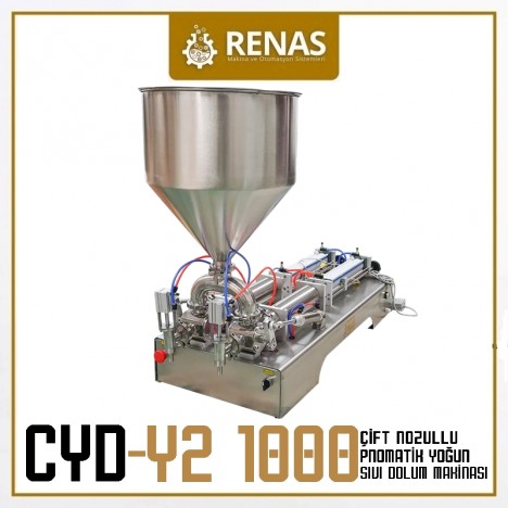 CYD-Y2-1000 - Yarı Otomatik 2 Nozullu Sıvı Dolum Makinası - 100-1000ml