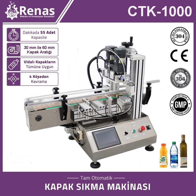 CTK-1000 Masaüstü Tam Otomatik Vidalı Kapak Kapatma Makinası 