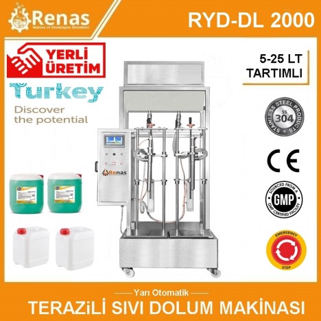 RYD-DL 2000  Yarı Otomatik Terazili Sıvı Dolum Makinası  5-25 LT