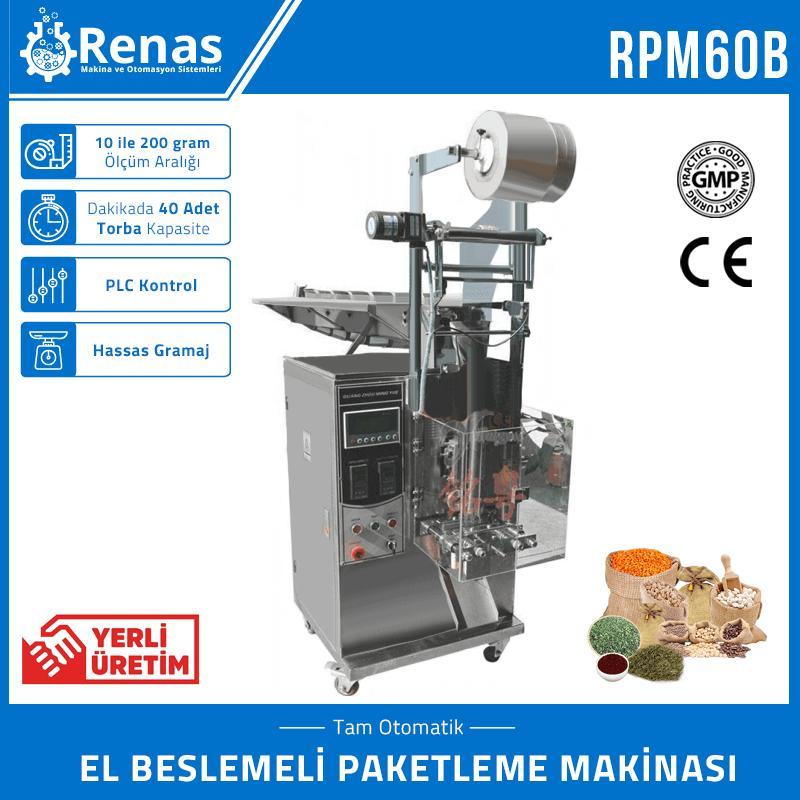 RPM60B - Tam Otomatik El Beslemeli Paketleme Makinası - 10-200gr